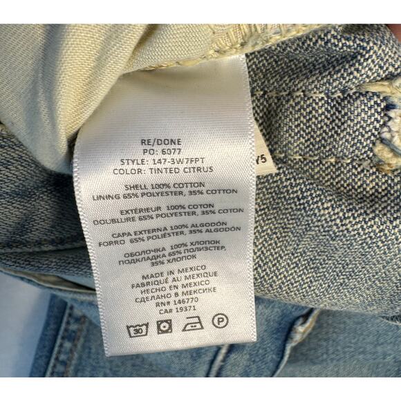 RE/DONE Denim 70s Straight Jeans High Rise Non Stretch Light Wash 27 4 6 - Picture 6 of 11